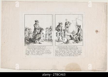 Le General Burgoyne a Saratoga, le 17 Octobre, 1777; Le General Cornwallis a Yorck, le 19 Octobre, 1781 1924 von Anonymous, Französisch, 18. Jahrhundert Stockfoto