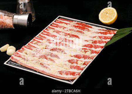 Schneidet Lappenfleisch für japanisches barbecue oder koreanisches barbecue。 Stockfoto