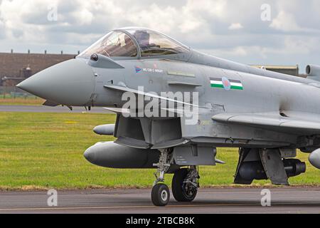 12 Squadron Royal Air Force Eurofighter Taifun aus nächster Nähe bei der RAF Coningsby, Lincolnshire, England 01.07.2020 Stockfoto