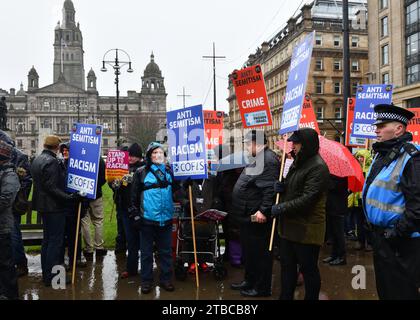 Gegendemonstration gegen Antisemitismus im Zentrum von Glasgow, Schottland Stockfoto