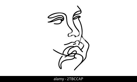 Kontinuierliche einzeilige Kunstzeichnung von Frauen verwirrtem Denken. Stock Vektor