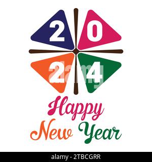 Happy New Year 2024 Design in Vektordatei. Stock Vektor