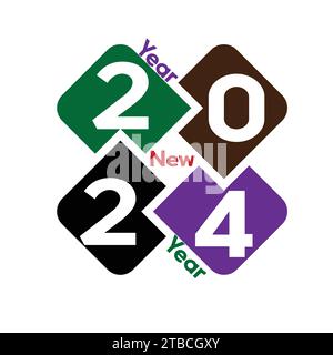 Happy New Year 2024 Design in Vektordatei. Stock Vektor