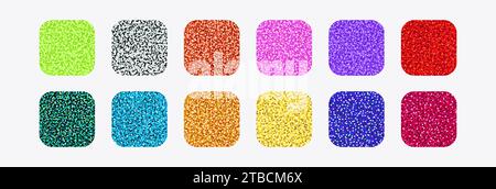 Glitter nahtlose Muster-Set, glänzend nahtlose bunte Hintergründe mit schimmernder Textur. Abstrakter Hintergrund für Urlaubsvektoren. Vektorgrafik Stock Vektor