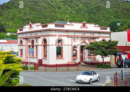 BNZ Altbau, Tainui Street, Greymouth, West Coast, Südinsel, Neuseeland Stockfoto