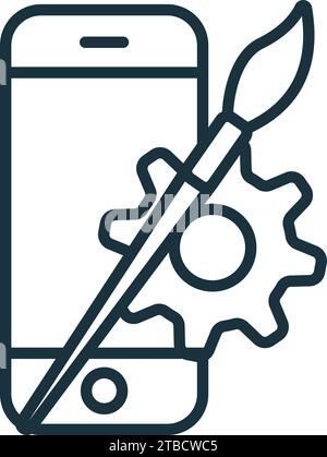 Symbol für App-Design. Einfaches Schwarzweißzeichen aus der App Development Collection. App-Design-Symbol für Logo, Vorlagen, Webdesign und Infografiken. Stock Vektor