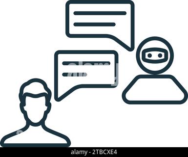 Symbol für die Chatbot-Integration. Einfaches Schwarzweißzeichen aus der App Development Collection. Symbol für Chatbot-Integration für Logo, Vorlagen, Webdesign und Stock Vektor