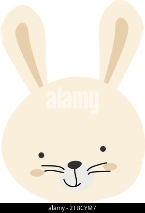 Niedliches Häschen Porträt oder Gesicht, weißer Tierkopf Stock Vektor