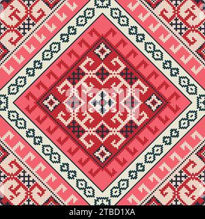 Traditionelle georgische Volkskunst Stickerei Vektor-Muster Stock Vektor