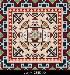 Traditionelle georgische Volkskunst Stickerei Vektor-Muster Stock Vektor