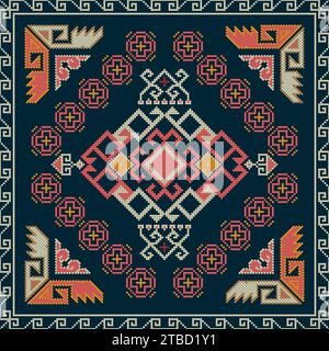 Traditionelle georgische Volkskunst Stickerei Vektor-Muster Stock Vektor