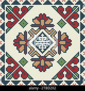 Traditionelle georgische Volkskunst Stickerei Vektor-Muster Stock Vektor