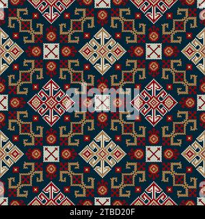 Traditionelle georgische Volkskunst Stickerei Vektor-Muster Stock Vektor