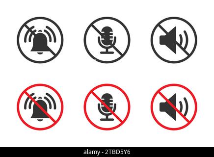 Symbol für Ton aus gesetzt. Stummschaltungstaste Lautsprecher. Keine Tonsymbole. Vektorabbildung Stock Vektor