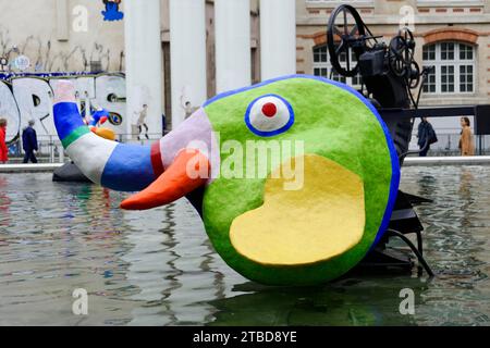Skulpturen, Figuren, der Strawinsky-Brunnen, auch bekannt als Tinguely-Brunnen, Detail, Centre Georges Pompidou, Paris, Frankreich Stockfoto