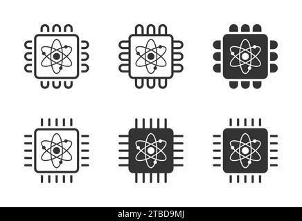 Symbolsatz für Quantencomputer. Vektorabbildung Stock Vektor