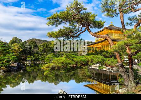 goldener kinkakuji-Tempel mit Reflexionen im Teich in kyoto japan Stockfoto