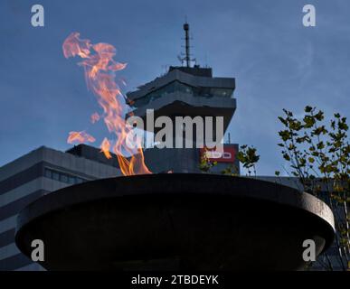 Deutschland, Berlin, 22.11.2023, Gedenkstätte für die Opfer von Flug und Vertreibung, im Hintergrundgebäude des RBB Rundfunks Stockfoto