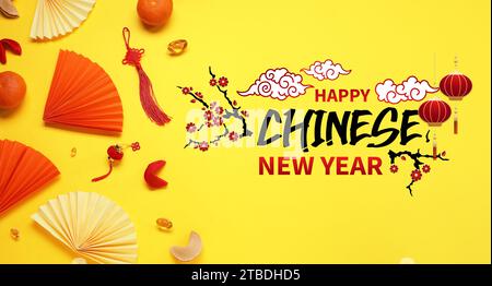 Schöne Grußkarte für ein glückliches chinesisches Neujahr Stockfoto