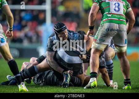 Sebastian de Chaves von Newcastle Falcons im Spiel des Gallagher Premiership Rugby-Spiels zwischen Leicester Tigers und Newcastle Falcons in Matt Stockfoto