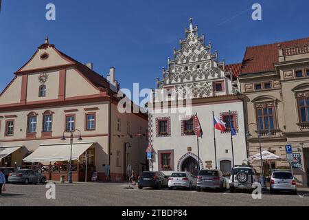 Tabor, Tschechische Republik - 9. September 2023 - sonniger Sommernachmittag auf dem Zizka-Platz Stockfoto