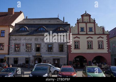 Tabor, Tschechische Republik - 9. September 2023 - sonniger Sommernachmittag auf dem Zizka-Platz Stockfoto