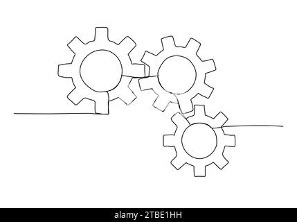 Zahnräder, Vektordarstellung einer Linie. Stock Vektor