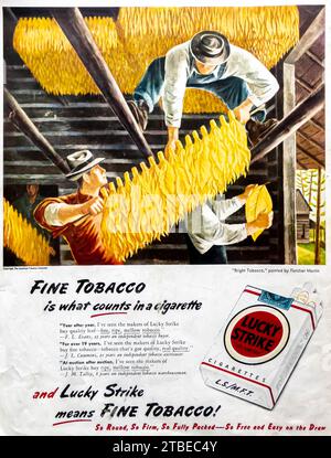 1947 Lucky Strike Ad Fletcher Martin Malerei Stockfoto