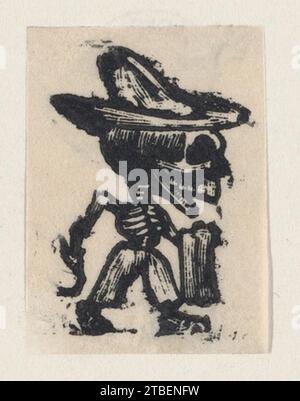 Skelett mit Hut und Handtuch 1930 von Jose Guadalupe Posada Stockfoto