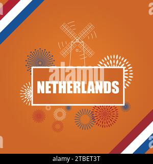 Farbige niederlande Reisevorlage mit Windmühle Wahrzeichen Vektor Stock Vektor