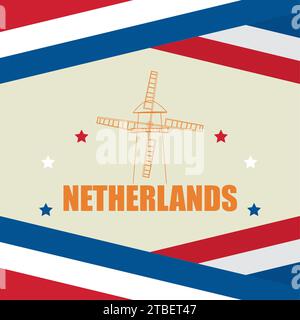 Farbige niederlande Reisevorlage mit Windmühle Wahrzeichen Vektor Stock Vektor