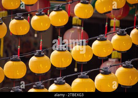 Laternen im Thean Hou Tempel, einem der größten und ältesten buddhistischen Tempel in Südostasien in Kuala Lumpur, Malaysia Stockfoto