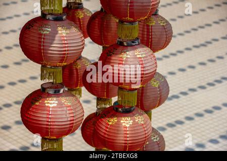 Laternen im Thean Hou Tempel, einem der größten und ältesten buddhistischen Tempel in Südostasien in Kuala Lumpur, Malaysia Stockfoto