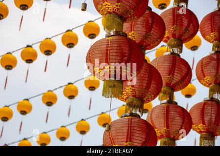 Laternen im Thean Hou Tempel, einem der größten und ältesten buddhistischen Tempel in Südostasien in Kuala Lumpur, Malaysia Stockfoto