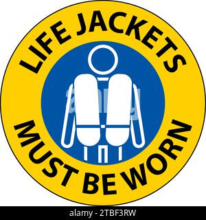 Wassersicherheitsschild Achtung, Schwimmwesten Müssen Getragen Werden Stock Vektor