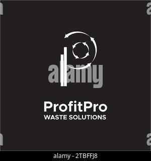 Logo-Design des Entsorgungsunternehmens mit dem Symbol P im kreativen Stil Stock Vektor
