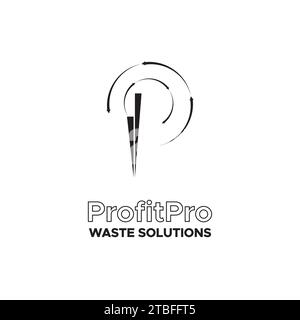 P Lettermark mit Elementen der Recycling- und Reuse-Technologie für ein Abfallentsorgungsunternehmen Stock Vektor