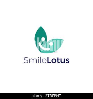 Smile Lotus Logo Einfach. Lotus-Logo Mit Blumen Stock Vektor