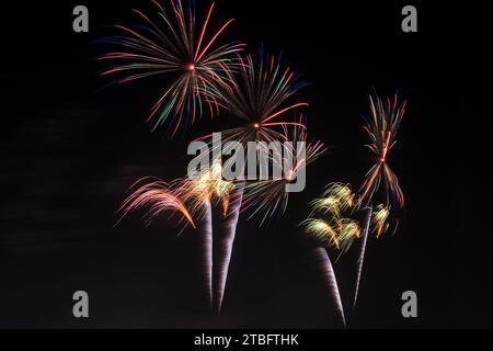 Buntes Feuerwerk in der Feriennacht. Stockfoto