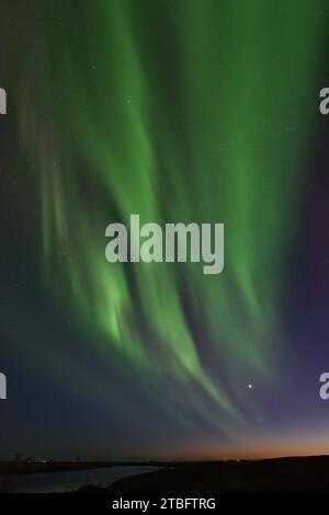 Aurora Borealis mit Venus und Jupiter vom Hotel Ranga am 14. März 20023 Stockfoto