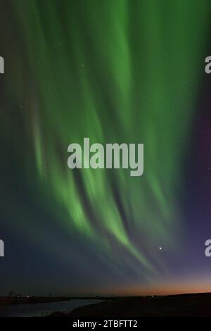 Aurora Borealis mit Venus und Jupiter vom Hotel Ranga am 14. März 20023 Stockfoto