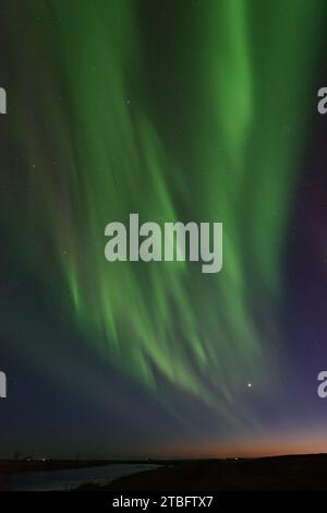 Aurora Borealis mit Venus und Jupiter vom Hotel Ranga am 14. März 20023 Stockfoto