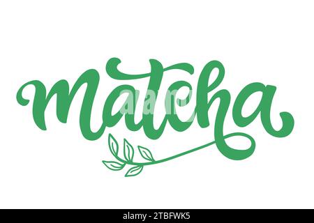 Matcha Tea Inschrift Logo Handgeschriebene Schrift Stock Vektor