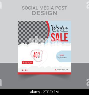 Neue bearbeitbare Minimal Square Winter Sell Banner-Vorlage. Geeignet für Social Media Posts und Web- oder Internet-Anzeigen. Vektorillustration Template Design Stock Vektor