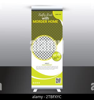 Vorlagendesign für Bannerständer, Layout für Werbebanner, Werbung, Pull-Up, Polygonhintergrund, Vektor-Illustration, Business Flyer. Online-Post. Stock Vektor