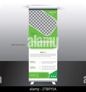Vorlagendesign für Bannerständer, Layout für Werbebanner, Werbung, Pull-Up, Polygonhintergrund, Vektor-Illustration, Business Flyer. Online-Post. Stock Vektor