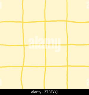 Gingham-Karo-Vektormuster Mit Kritzeleien. Vertikale und horizontale, von Hand gezeichnete, kreuzende Streifen. Geometrischer Hintergrund mit Schachzug. Cottagecore Stock Vektor