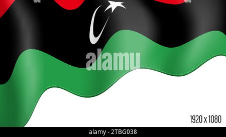 Libysche Landesflagge realistischer Unabhängigkeitstag Hintergrund. Libysches commonwealth-Banner in Bewegung winkelt, flattert im Wind. Festliches patriotisches HD-Format Stock Vektor