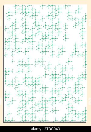 Vertikaler weißer abstrakter Hintergrund mit grüner geometrischer Struktur, Cover, Titelseite der Präsentation, Bericht, Album im A4-Format. Vorlagenlayout für Stock Vektor