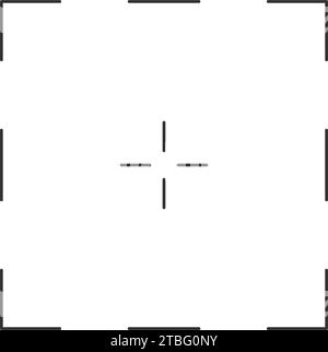 Zielsymbol. Bullseye-Symbol. Fadenkreuz-Zeichen des Suchers, Scharfschützenwaffe, militärische Optik. Piktogramm Fokus, Ziel, Aufnahme isoliert auf weißem Hintergrund. Vektorkontur, Abbildung Stock Vektor